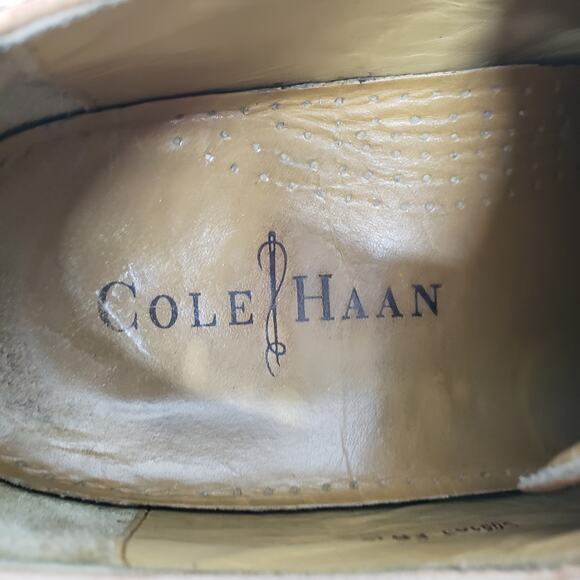 Cole Haan Wingtip Giraldo Derby Brogue Shoe British Tan 9M Leather Goodyear Sole - Picture 6 of 10